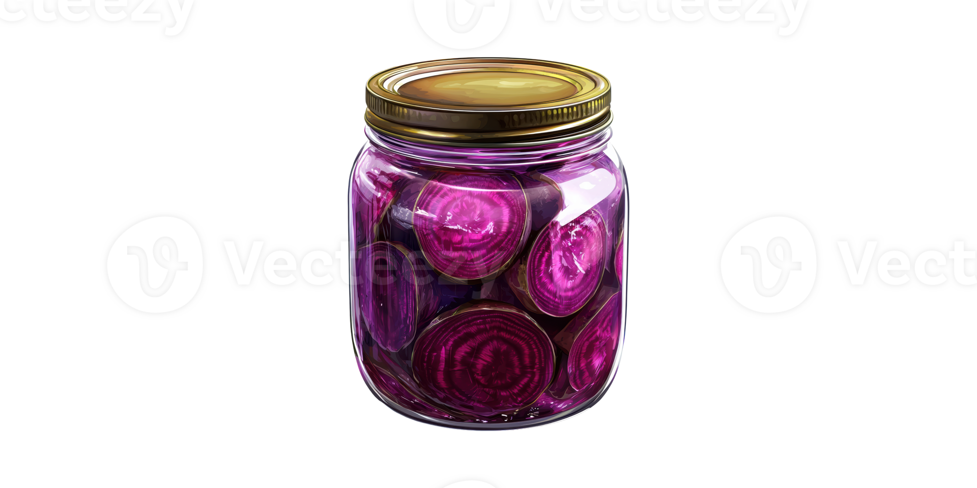 Pickled red onion slices in glass jar isolated on transparent background png