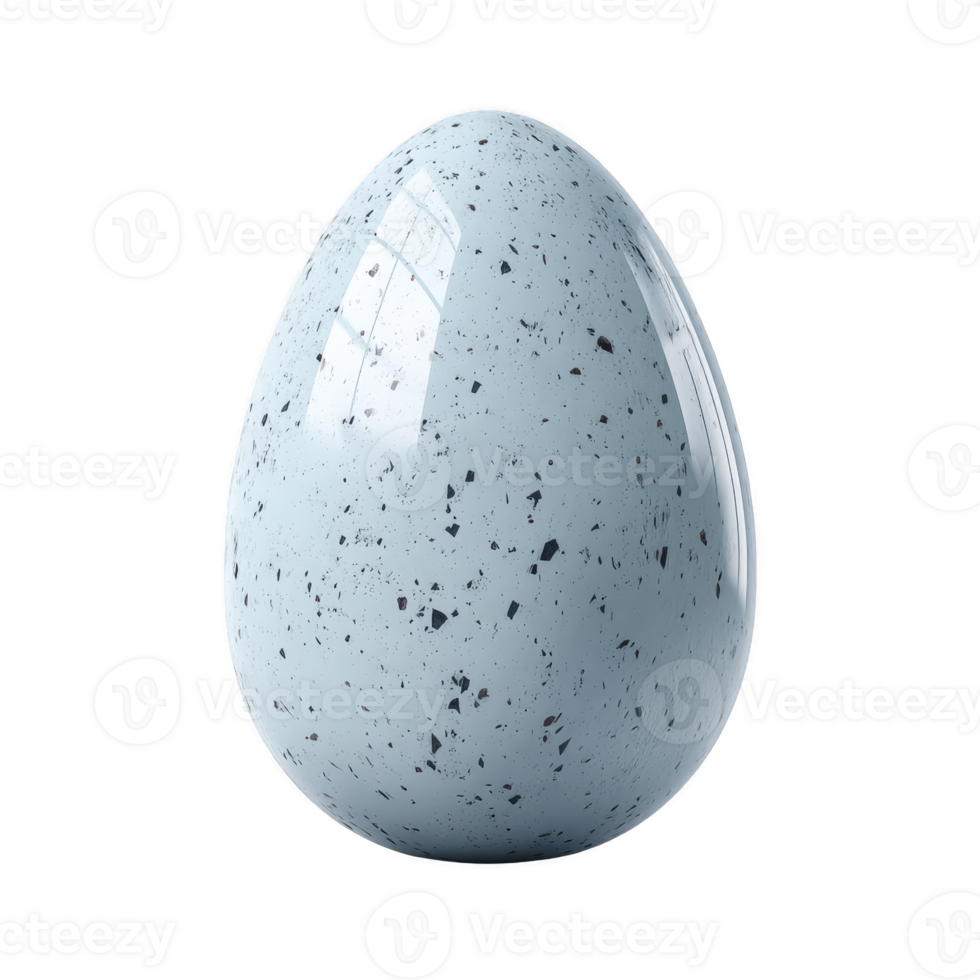 Glossy, speckled blue egg with smooth surface and reflective highlights, resembling decorative or artistic object. egg unique pattern and color create visually appealing and modern design png