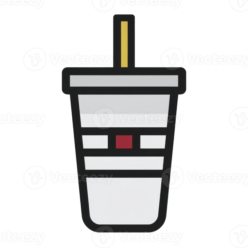 Minimalist illustration of disposable cup with straw, featuring simple design and neutral colors, evokes modern and clean aesthetic png