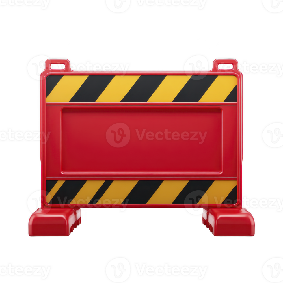 Red and yellow striped traffic barrier with bold design, used for road safety and construction zones. barrier is sturdy and eye catching, ensuring visibility and caution png