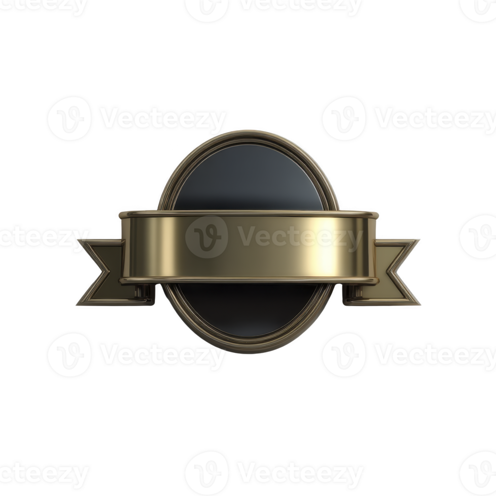 Gold and black emblem with blank ribbon banner, perfect for adding custom text or logos. design is elegant and versatile, suitable for awards or branding png