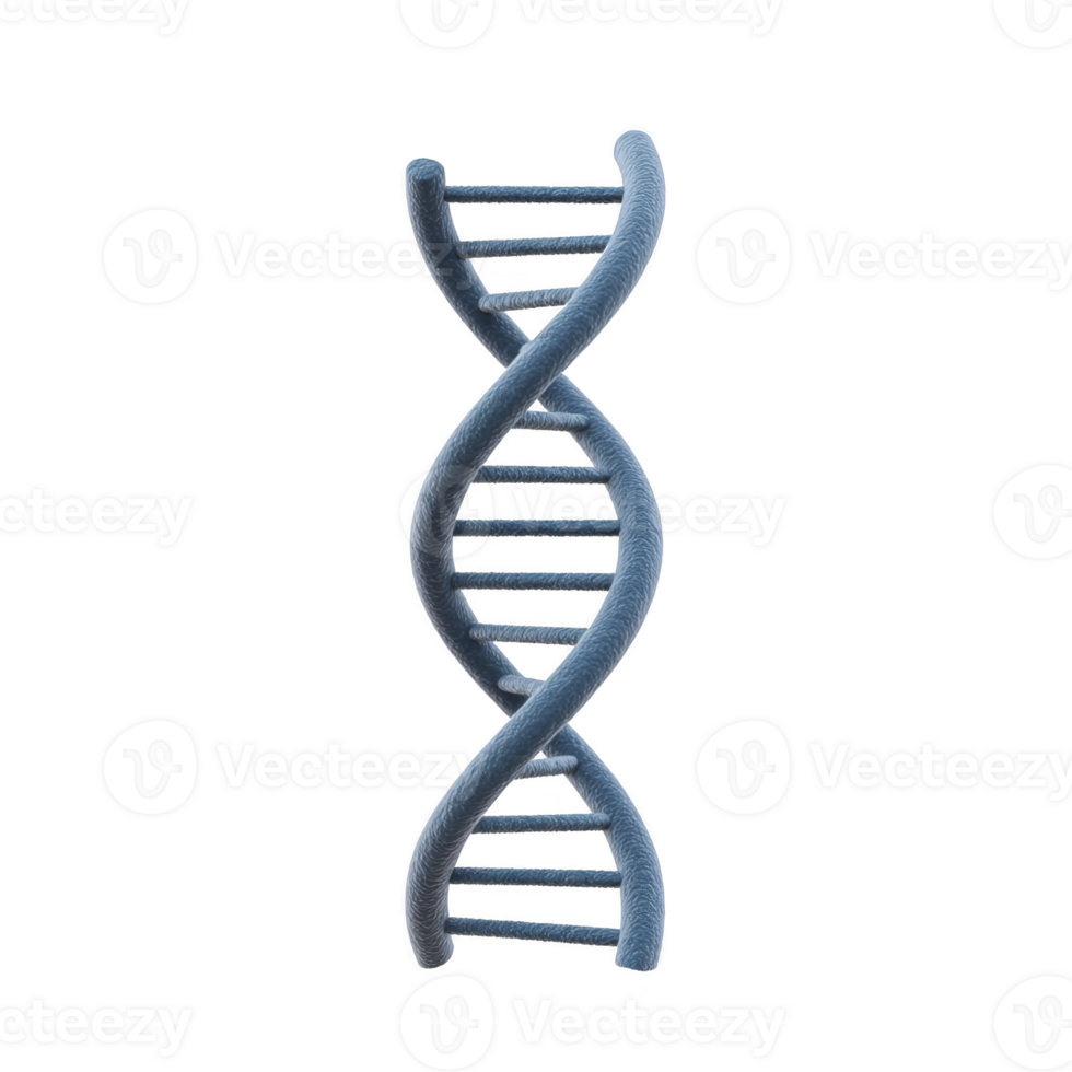 3D illustration of blue DNA double helix structure, showcasing iconic twisted ladder shape. image highlights intricate design of genetic material, emphasizing its scientific significance png