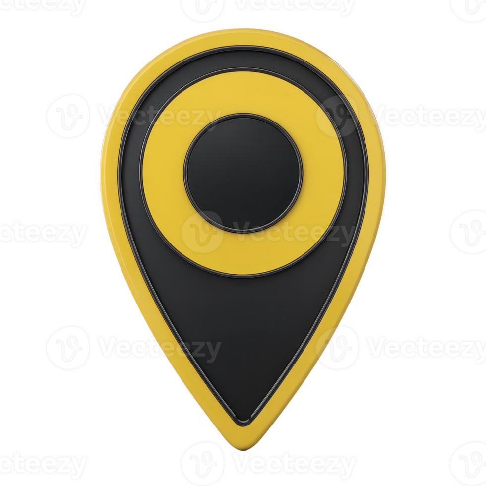 Yellow and black location pin icon with modern design, often used in digital maps and navigation applications to mark specific points of interest png