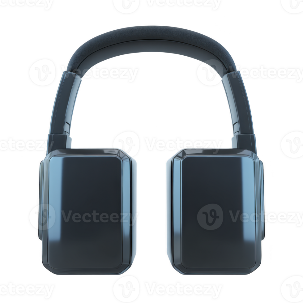 Sleek black over ear headphones with modern design, featuring padded headband and rectangular ear cups, perfect for immersive audio experiences png