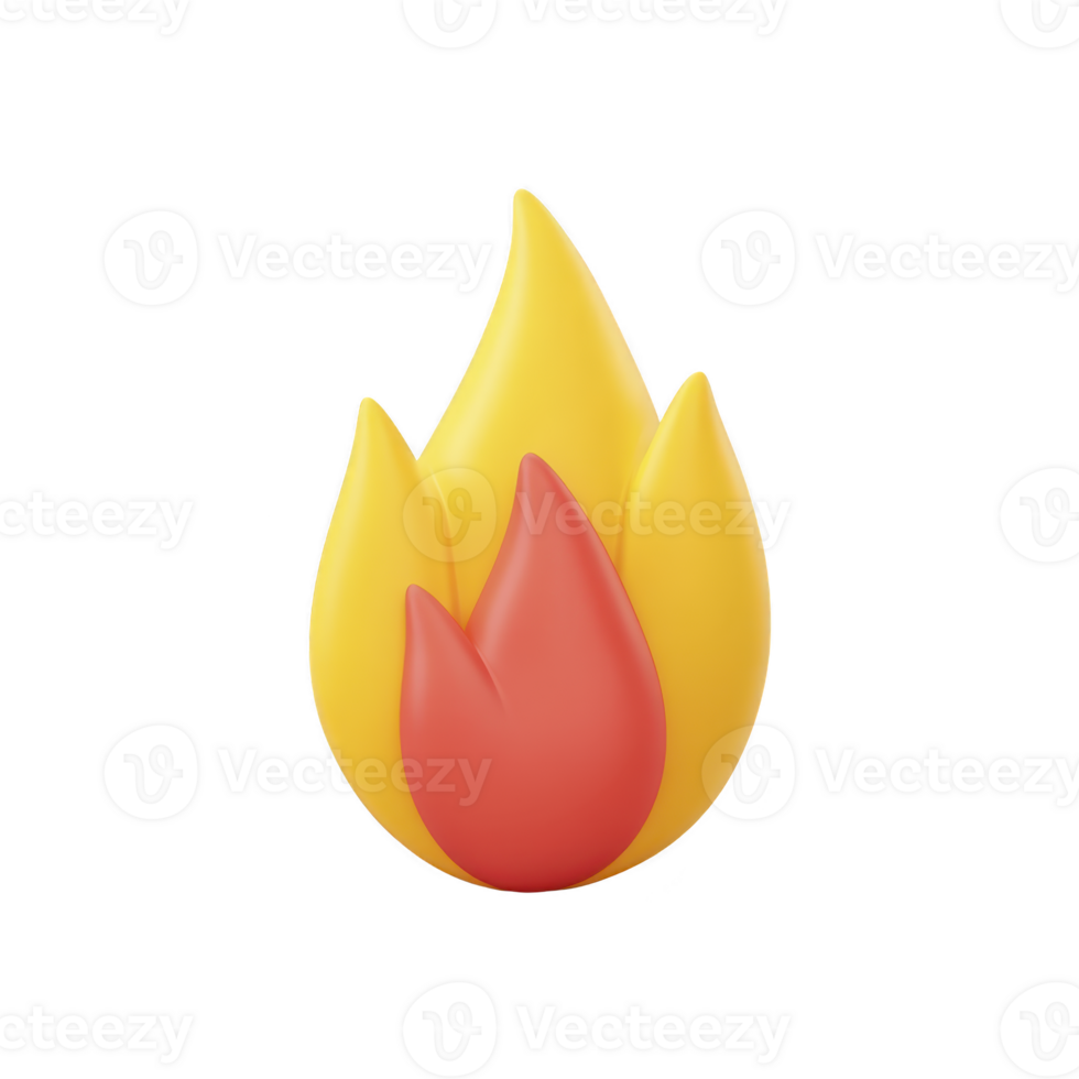 3D illustration of stylized flame with yellow and red color scheme, symbolizing warmth and energy. smooth, rounded design gives it modern and playful appearance png