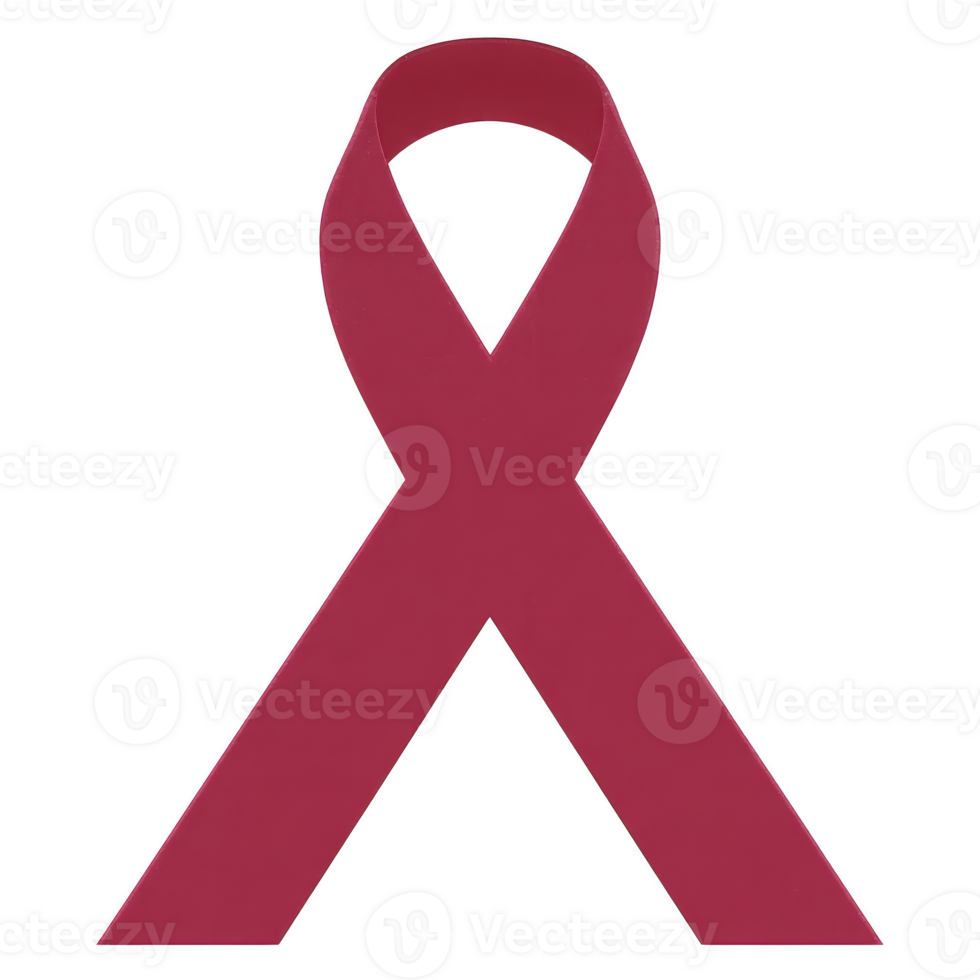 Red awareness ribbon symbolizing support and awareness for various causes, including HIV,AIDS and heart disease. png