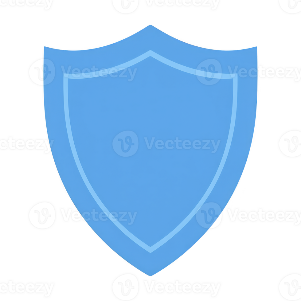 Blue shield icon with simple, minimalist design represents protection and security. shield smooth edges and solid color convey sense of reliability and trust png