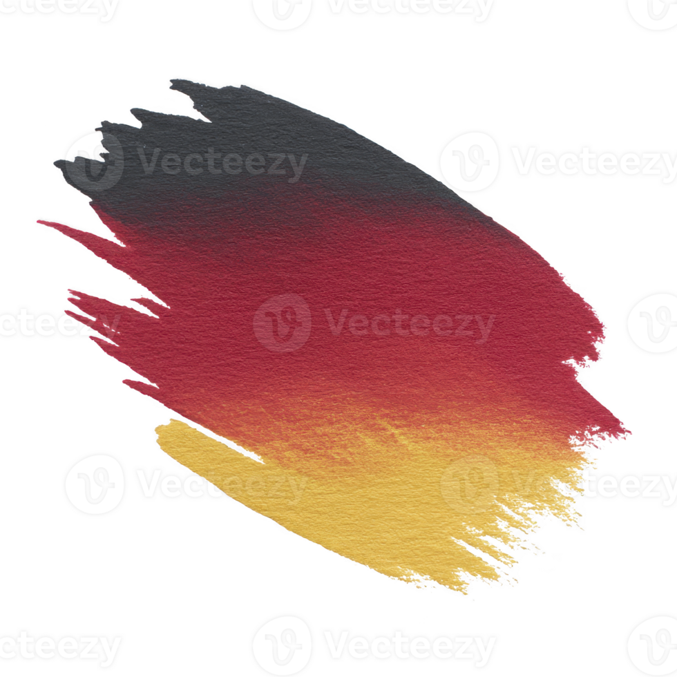 Vibrant brushstroke features gradient of black, red, and yellow, resembling German flag. textured paint creates dynamic and artistic effect, symbolizing creativity and expression png
