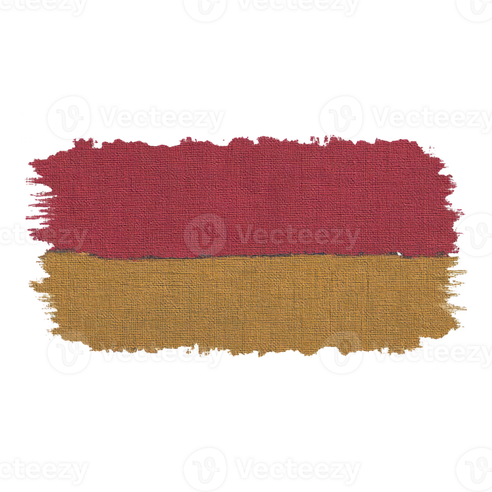 Textured, abstract painting features two horizontal sections with rough, canvas like surface. top half is deep red, while bottom half is muted mustard yellow, creating striking contrast png