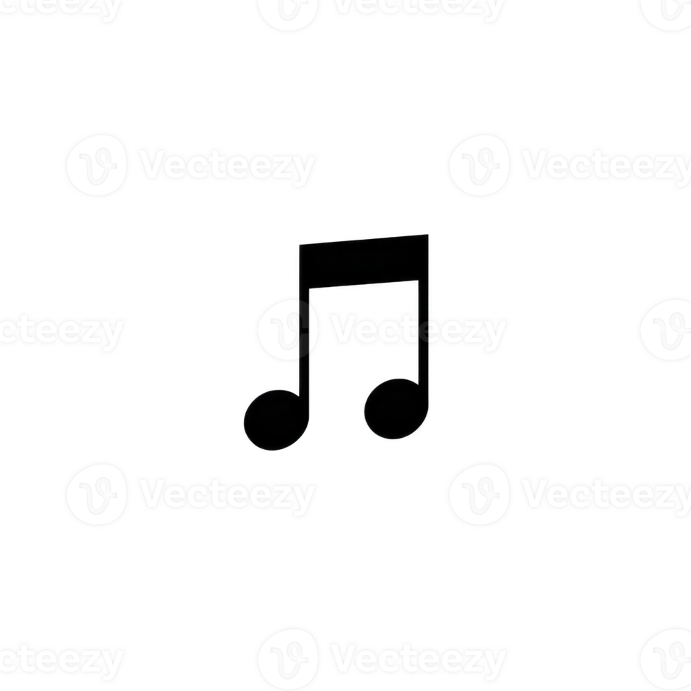 Black musical note icon on transparent background, symbolizing music and sound. simple design is ideal for use in digital media, apps, and educational materials png