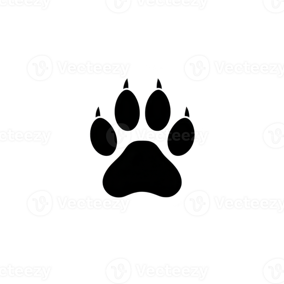 Black paw print icon on transparent background, symbolizing animals or pets, often used in designs related to wildlife or pet care png