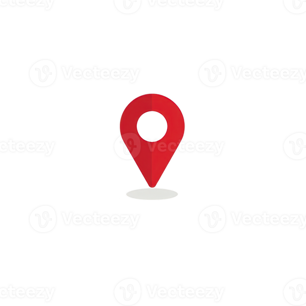 Red location pin icon with shadow, symbolizing navigation and positioning, often used in maps and GPS applications. simple design is easily recognizable png