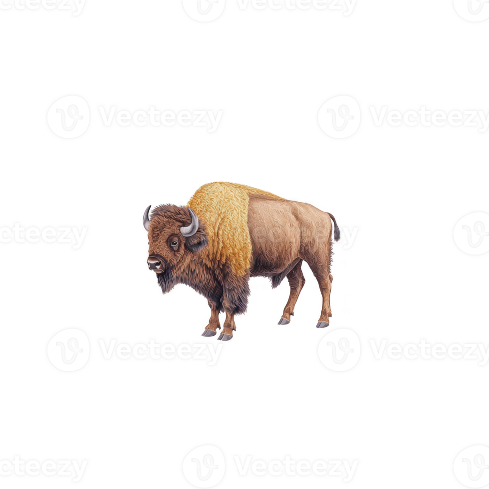 Majestic bison stands proudly, showcasing its thick fur and strong build. bison presence evokes sense of strength and resilience, symbolizing wild beauty of nature png