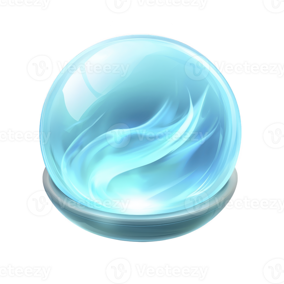 Glowing blue crystal ball with swirling light inside creates mystical and enchanting atmosphere, perfect for fortune telling or magical themes png