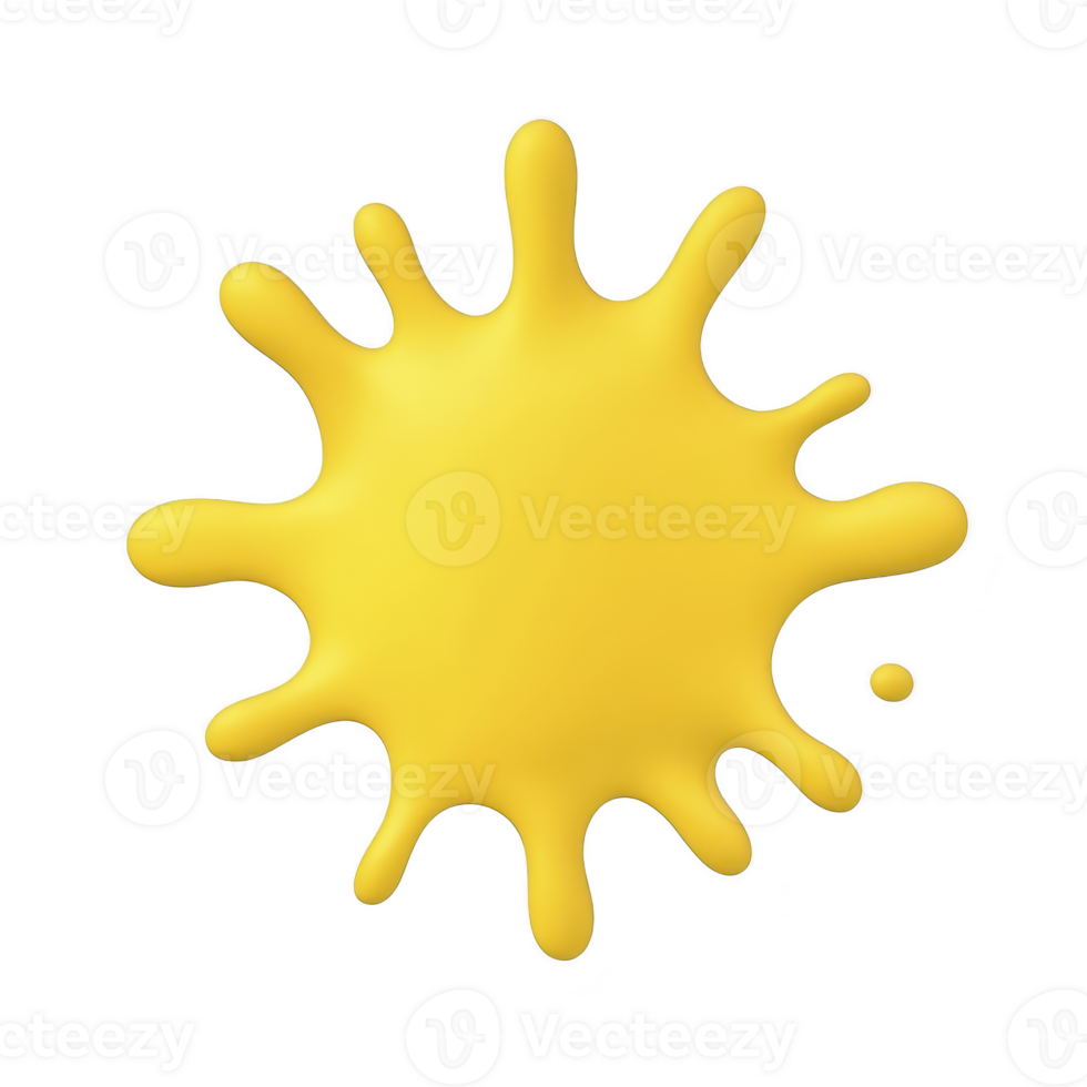Vibrant yellow paint splash with glossy texture on transparency background, creating dynamic and energetic visual effect png