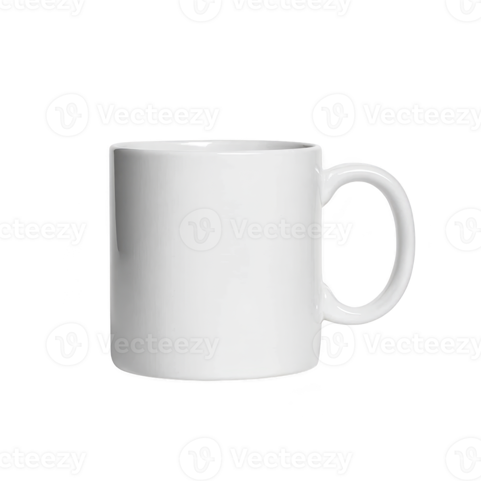 Plain white ceramic mug with simple design, perfect for coffee or tea, isolated on transparency background. mug minimalist style makes it versatile for any kitchen setting png