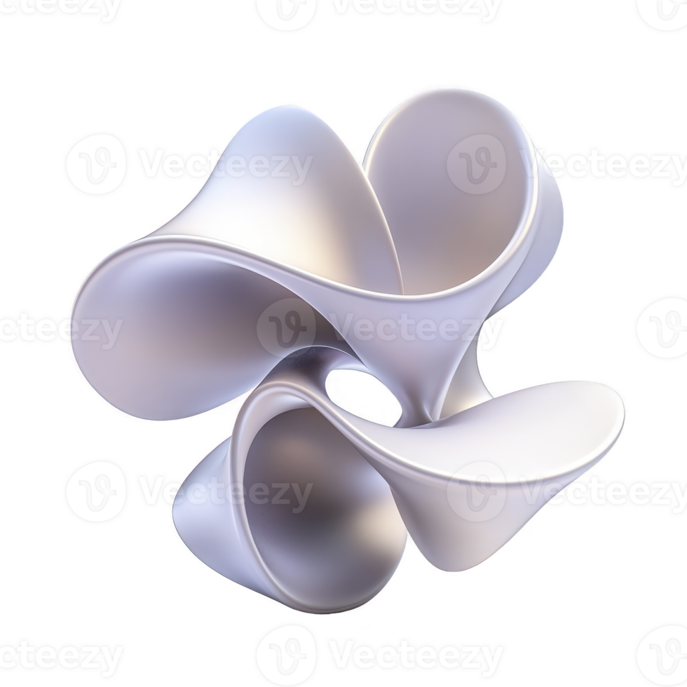 Smooth, abstract 3D sculpture with flowing curves and metallic finish, resembling futuristic art piece. design is intricate and elegant, showcasing modern creativity png