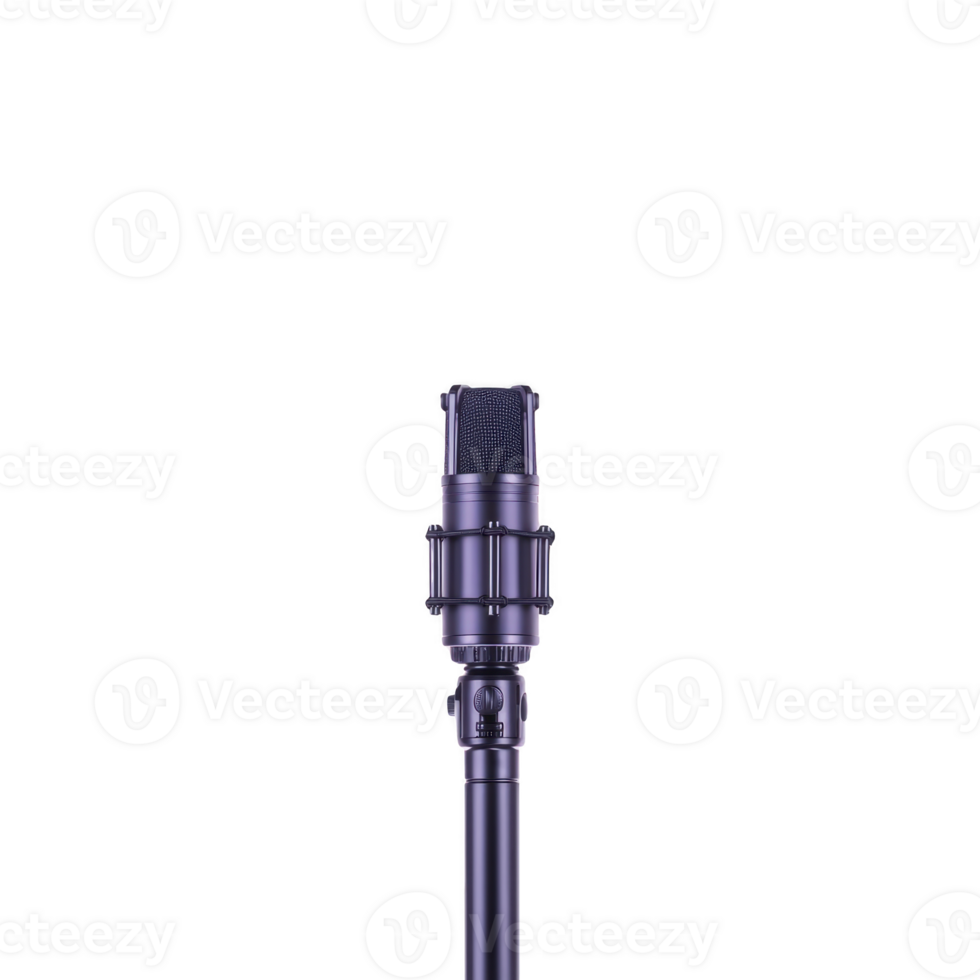 Sleek purple microphone stands against plain background, showcasing its modern design and professional appeal. Ideal for recording studios or live performances png