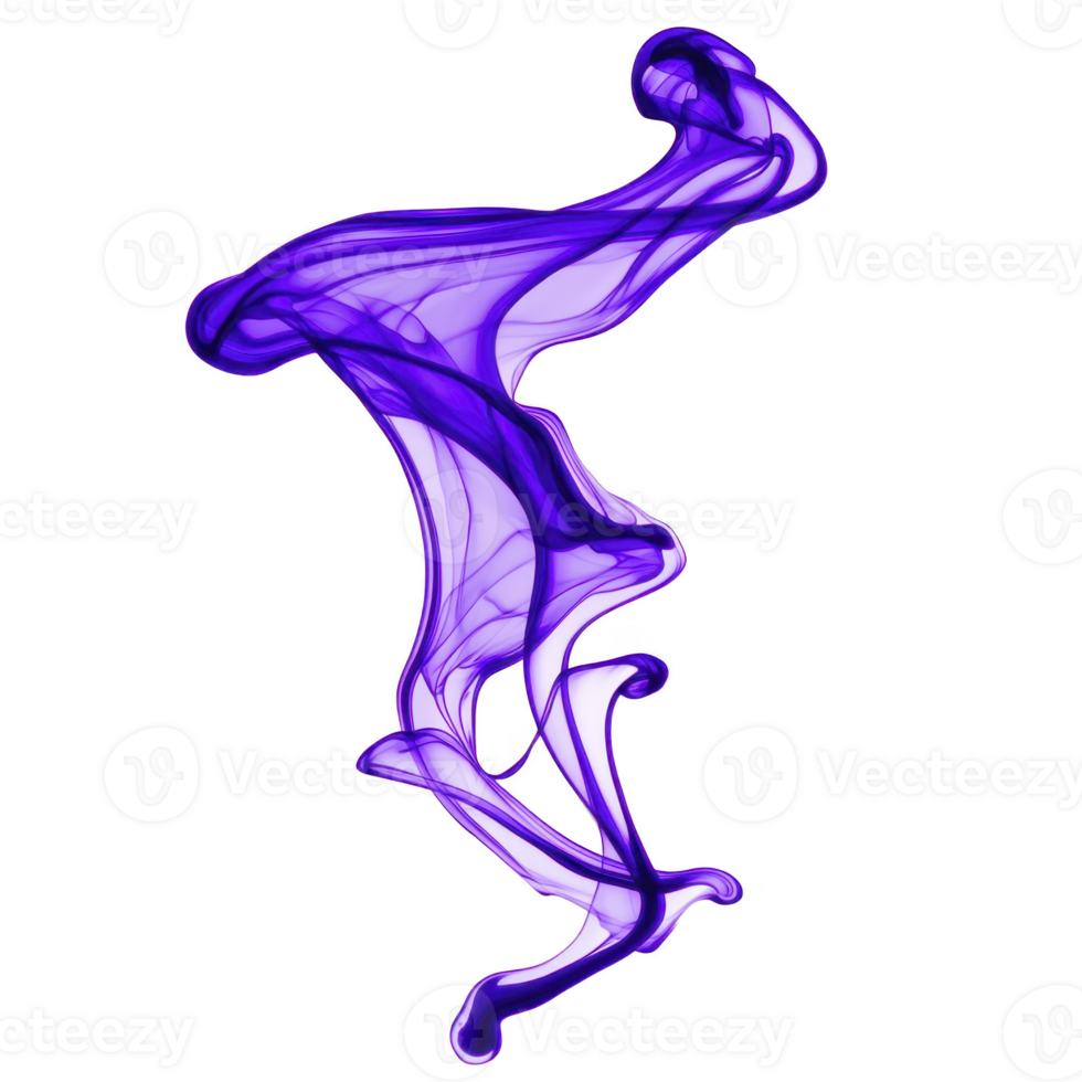 Swirling, abstract purple smoke pattern creates dynamic and ethereal visual effect, resembling fluid dance in air. vibrant hues and flowing shapes evoke sense of mystery and creativity png
