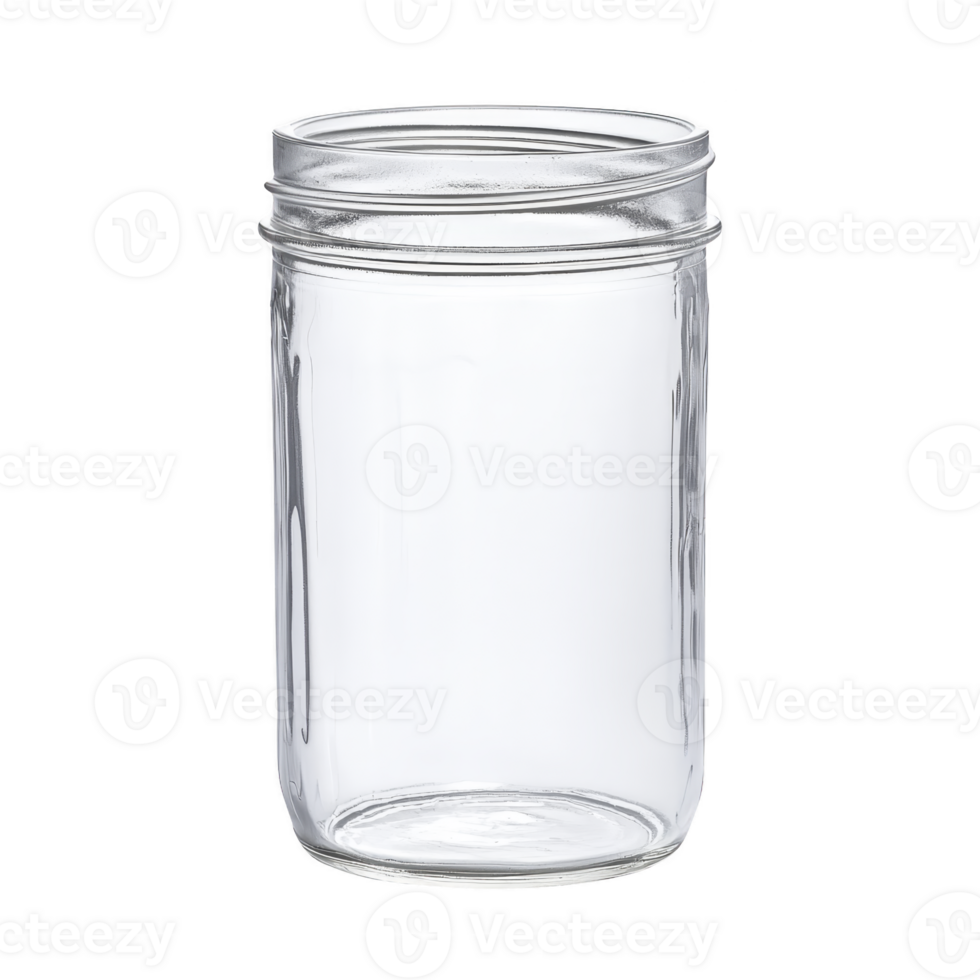 Clear glass jar with metal lid, perfect for storing food or crafting. transparent design allows easy visibility of contents, making it versatile for various uses png