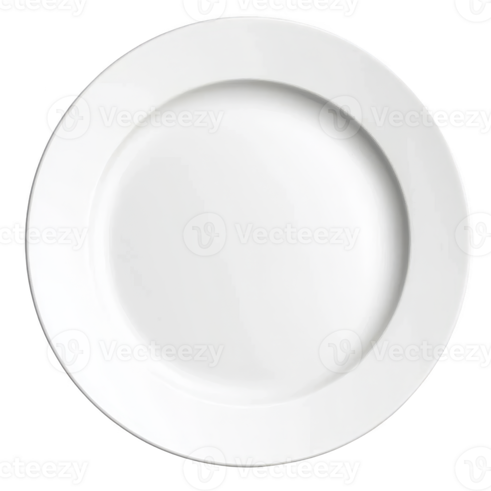 Plain white ceramic plate with glossy finish, perfect for serving meals or as decorative piece in minimalist kitchen setting png