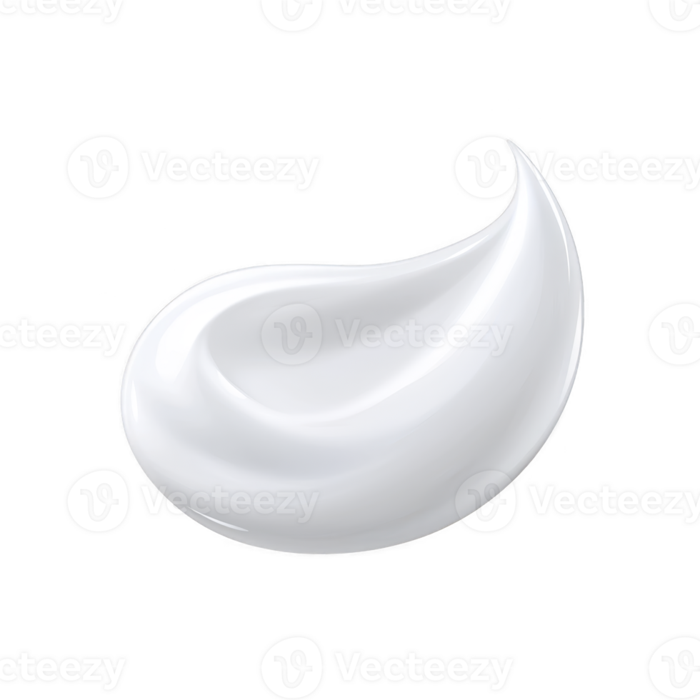 Swirl of smooth, white cream with glossy texture, isolated on transparent background, perfect for skincare or cosmetic product design png