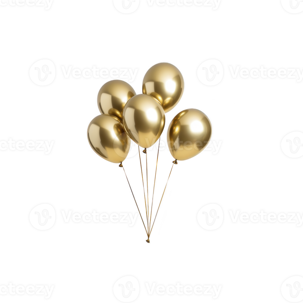 Shiny gold balloons clustered together create festive and elegant atmosphere, perfect for celebrations and parties. metallic finish adds touch of luxury and sophistication png