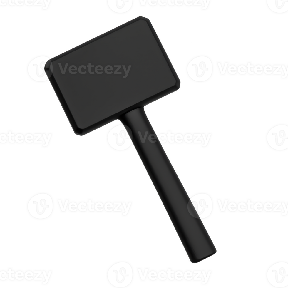 Black rectangular sign with handle, often used for labeling or displaying information in various settings. simple design allows for easy customization and visibility png