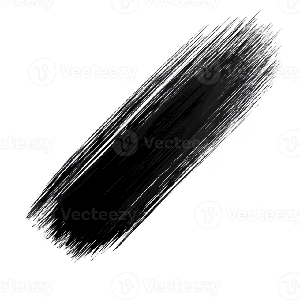 Textured black brushstroke on transparent background, resembling paint stroke with rough edges. brushstroke is dynamic and artistic, suitable for design projects png