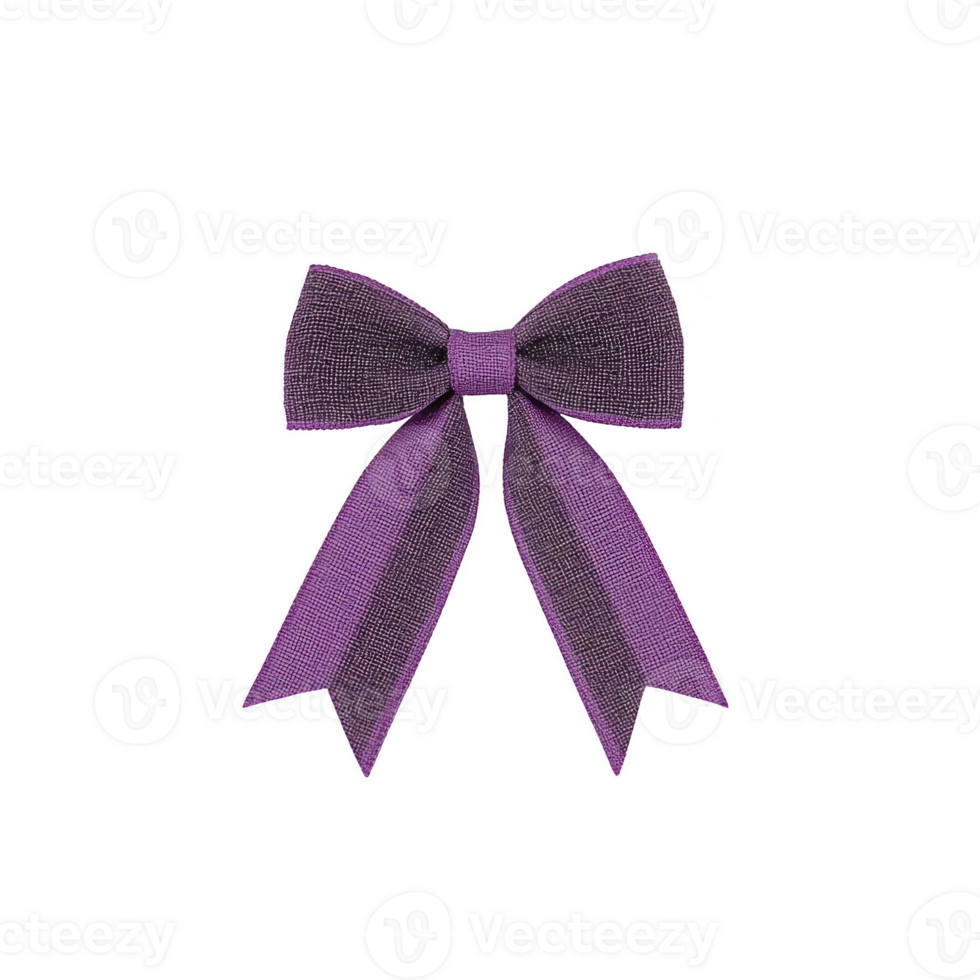 Decorative purple bow with textured fabric finish, featuring classic looped design and long tails, perfect for gift wrapping or festive decorations png