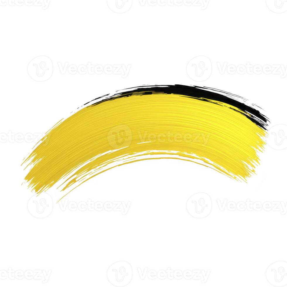 Vibrant yellow brushstroke on transparent background, showcasing dynamic and artistic design. bold color and sweeping motion evoke creativity and energy png