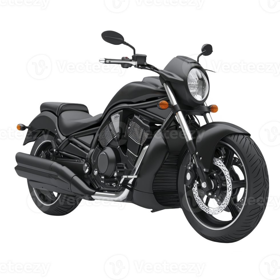 Sleek black motorcycle with modern design, featuring powerful engine and chrome accents, stands out with its stylish curves and robust build, perfect for enthusiasts png