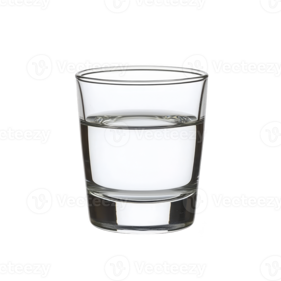 Clear glass filled with water is centered against plain background, showcasing simplicity and purity. transparent liquid reflects light, emphasizing clean and refreshing nature of water png