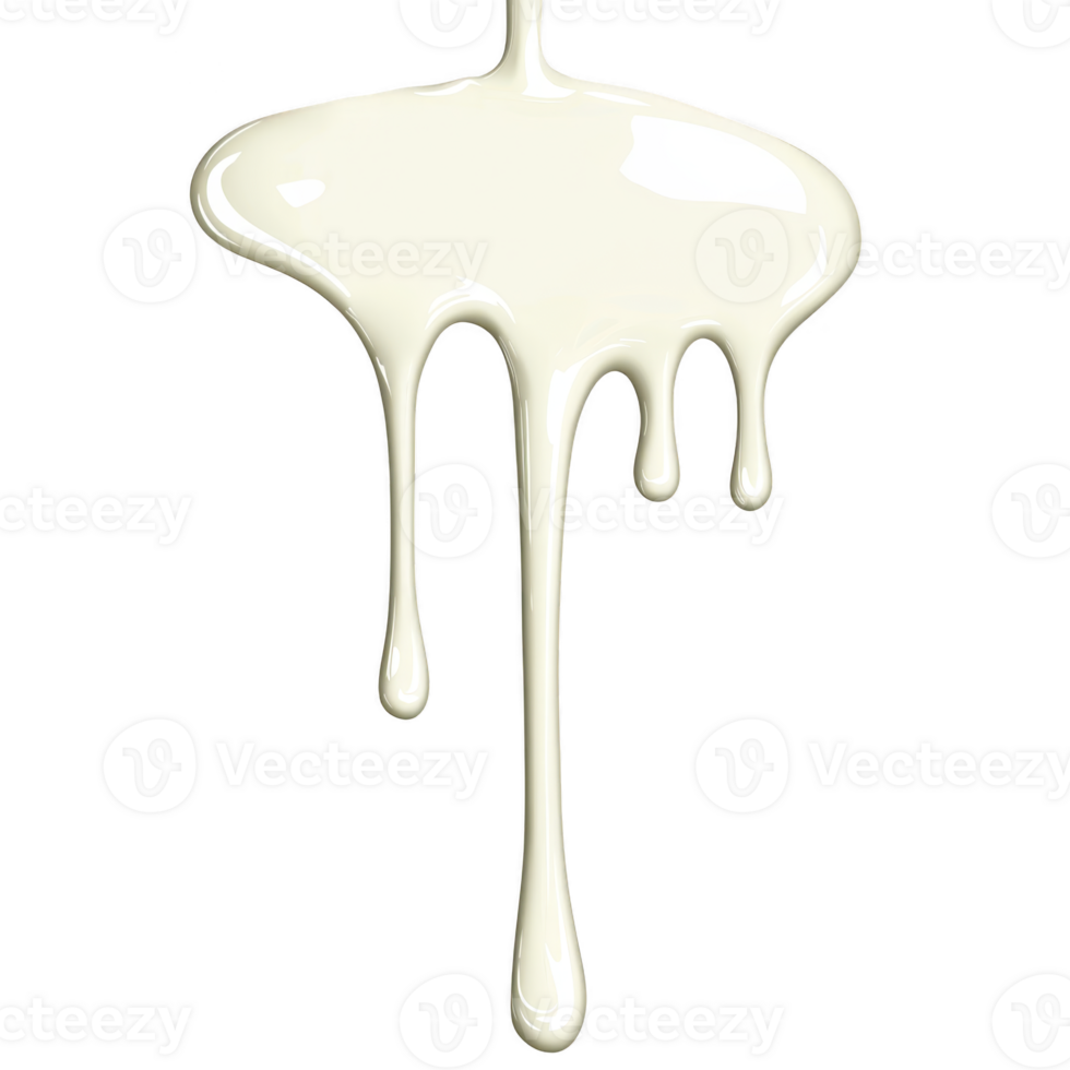 Stream of creamy white liquid drips smoothly, creating glossy, flowing texture. liquid appears thick and rich, evoking sense of indulgence and smoothness png