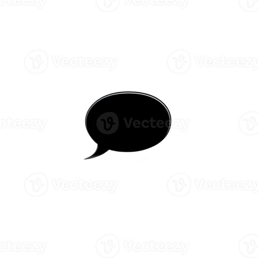 Black speech bubble with white outline on transparent background, often used in comics or graphic design to convey dialogue or thoughts png
