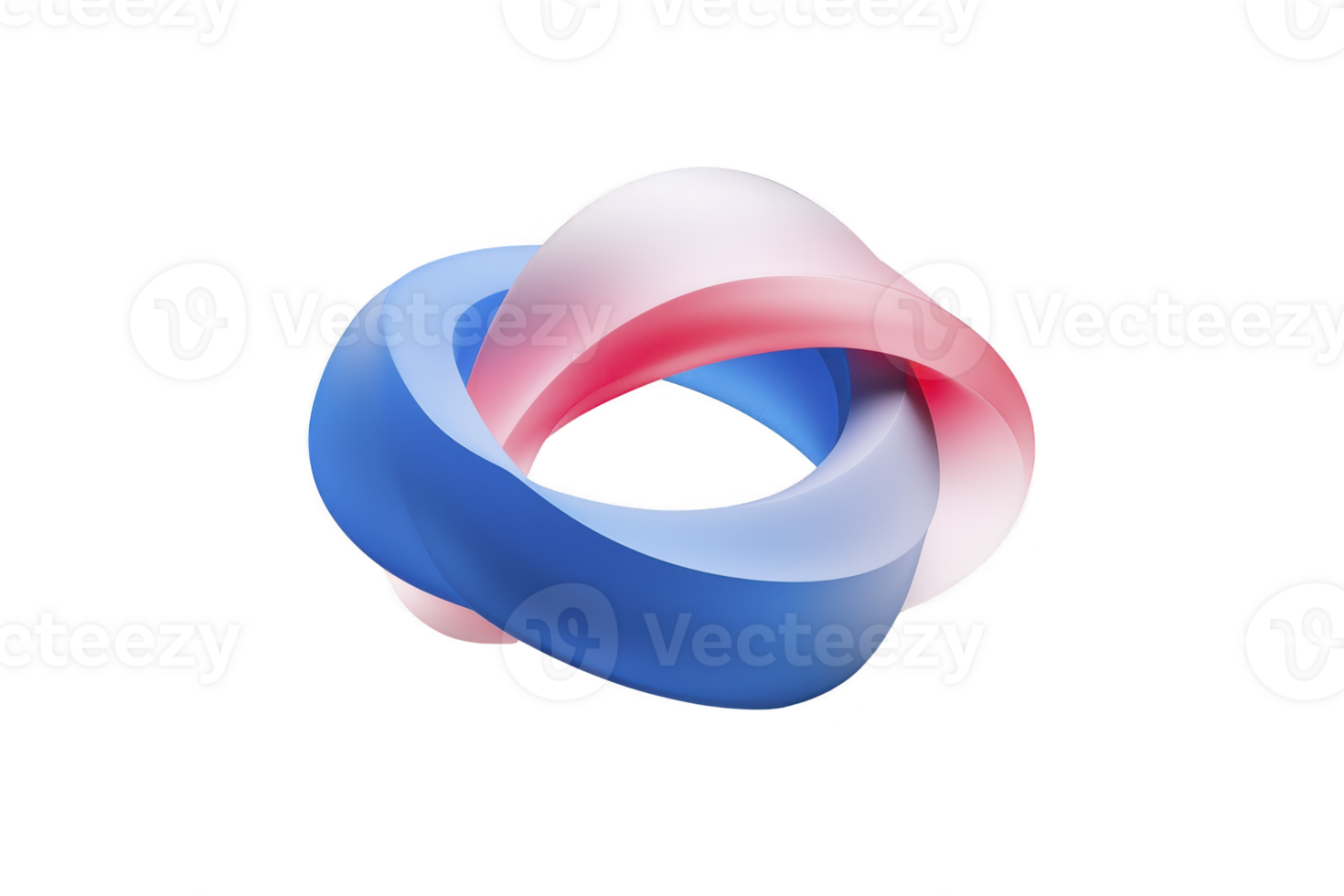 Colorful abstract 3D shape intertwines with smooth curves, blending shades of blue, pink, and white, creating modern and dynamic design png