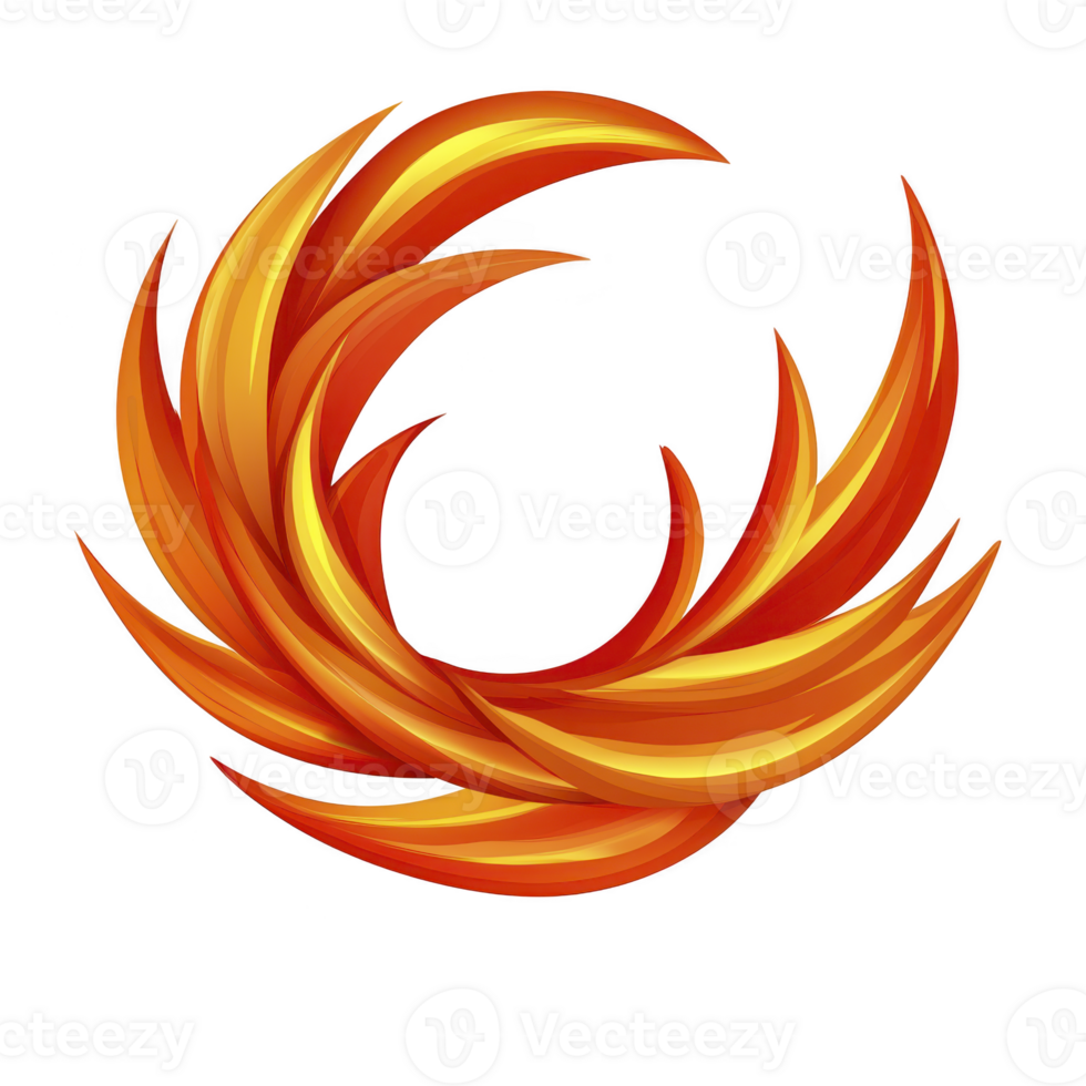 Vibrant, fiery circular design with swirling orange and yellow flames creates dynamic and energetic visual. abstract pattern suggests movement and intensity png