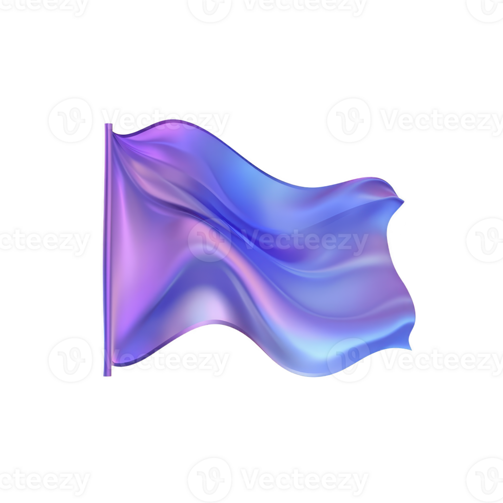 Vibrant, flowing flag with gradient of purple and blue hues, creating dynamic and modern appearance. flag smooth, wavy texture adds sense of movement and energy png
