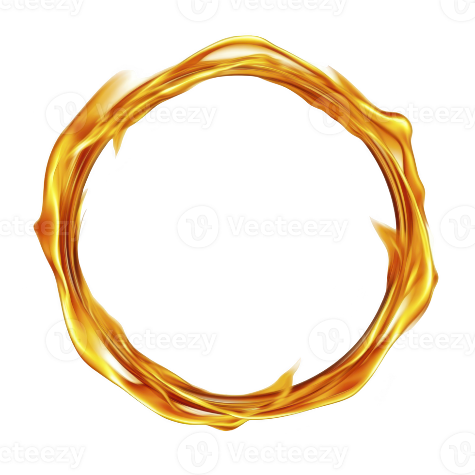 Glowing, fiery ring with dynamic flames creates captivating and intense visual effect. circular shape and vibrant colors suggest energy and movement png