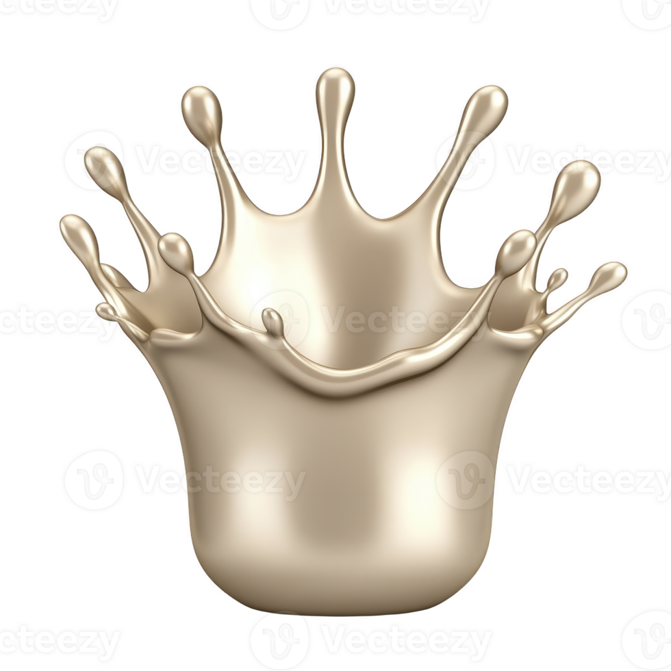 Splash of creamy liquid forms crown shape, captured in mid air against transparency background. smooth texture and elegant curves create sense of motion and fluidity png