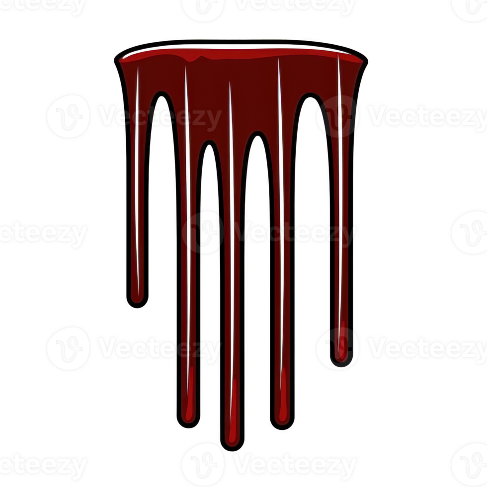 Red liquid drips down in smooth, glossy texture, resembling blood or paint, creating dramatic and eerie effect. image evokes sense of mystery and intensity png