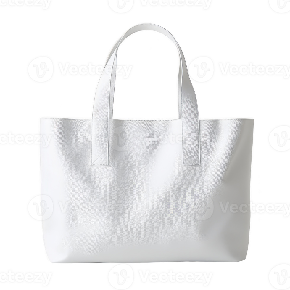 Stylish white leather tote bag with sturdy handles, perfect for everyday use and versatile fashion png