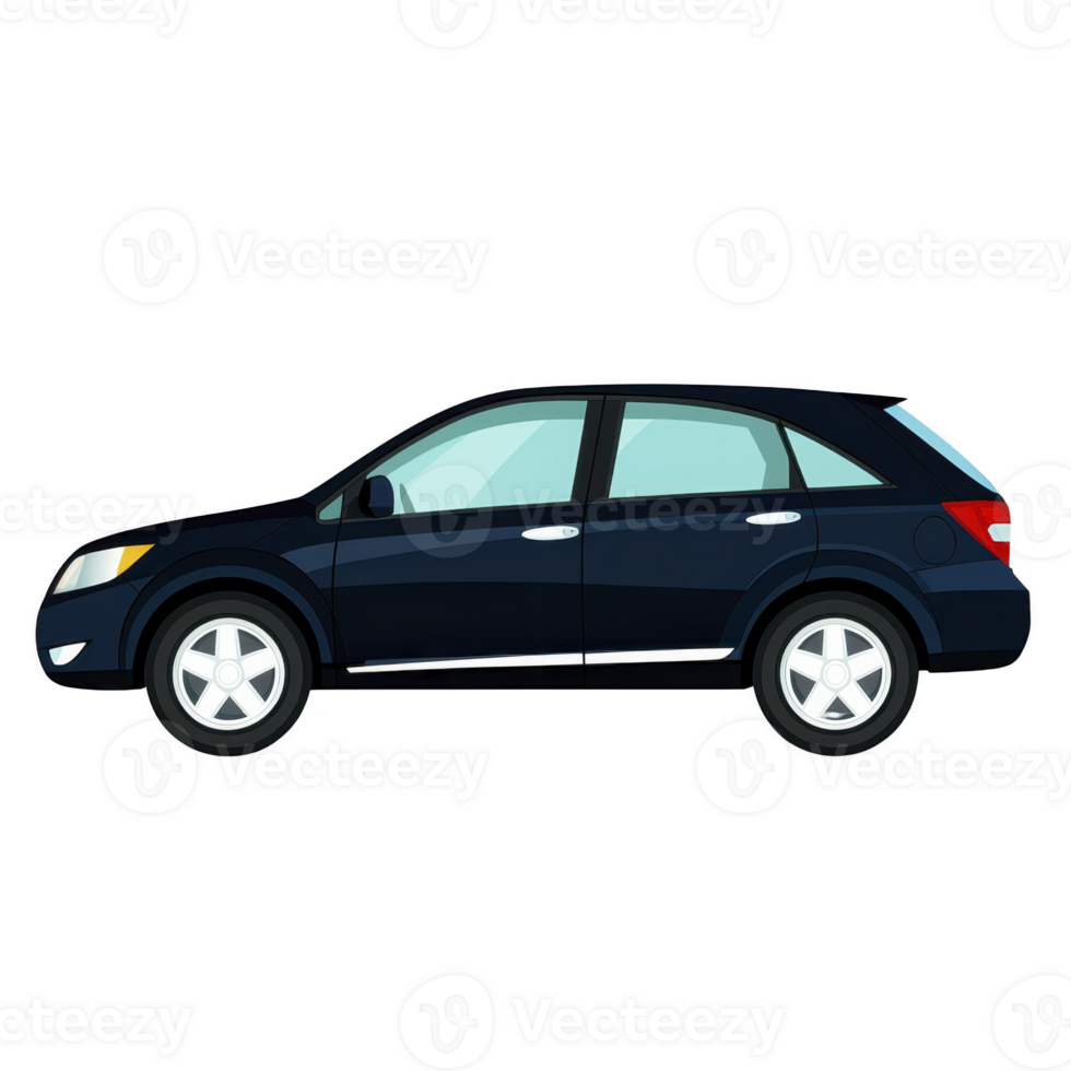 Sleek black SUV with modern design is depicted in side view, showcasing its aerodynamic shape and stylish features. vehicle appears ready for urban or off road adventures png