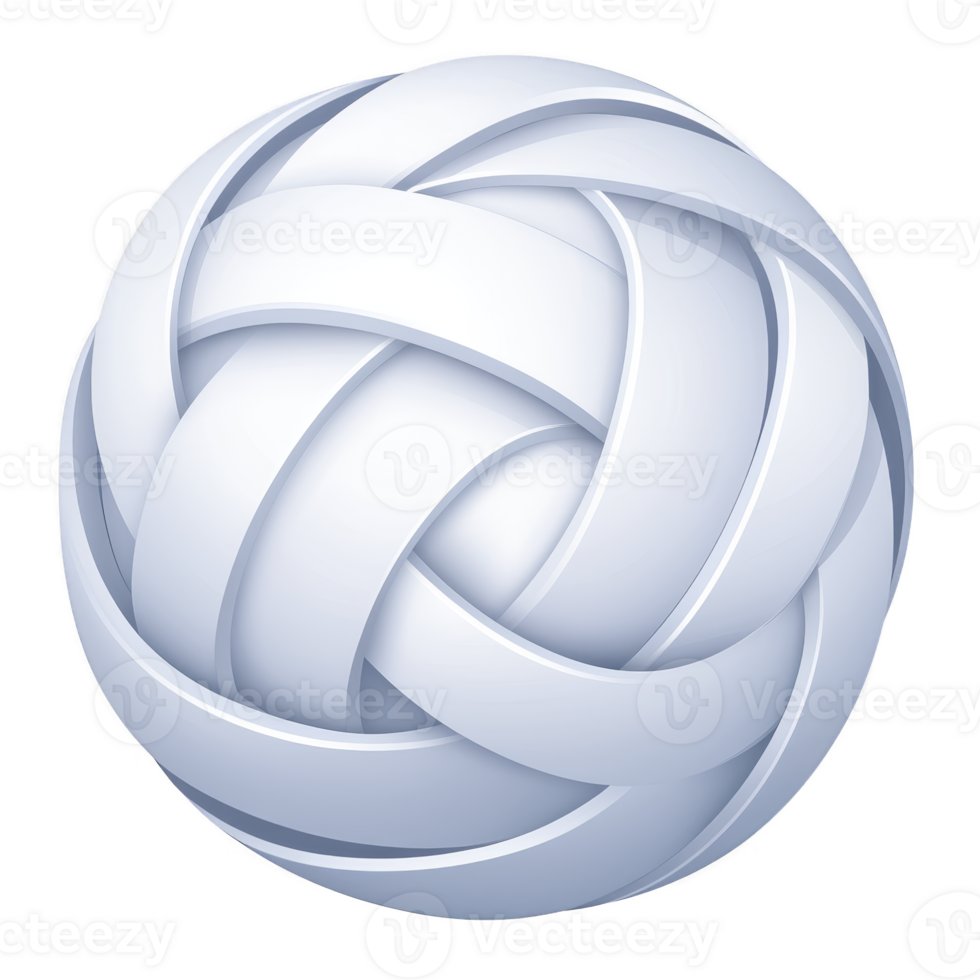 White, intricately woven sphere with smooth, glossy surface, resembling complex knot or braid, creating sense of elegance and modern design png