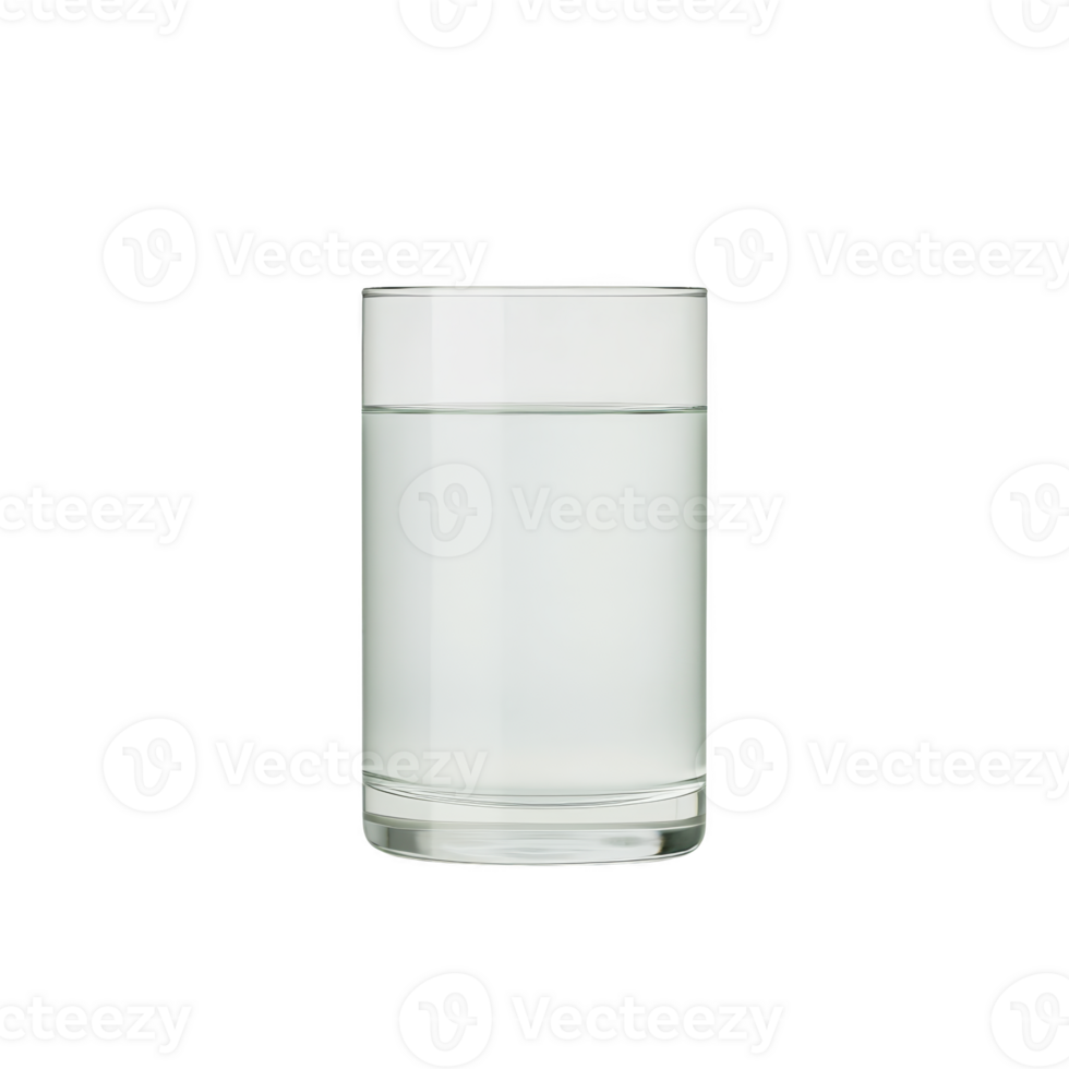 Clear glass filled with water stands against plain background, showcasing simplicity and purity. transparent liquid reflects light, emphasizing its clarity and freshness png