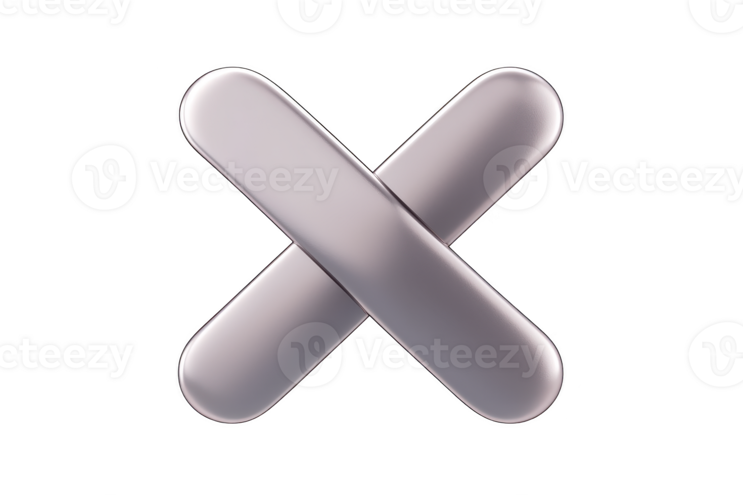 Metallic 3D cross symbol with sleek, modern design, featuring smooth edges and reflective surface, isolated on transparency background png
