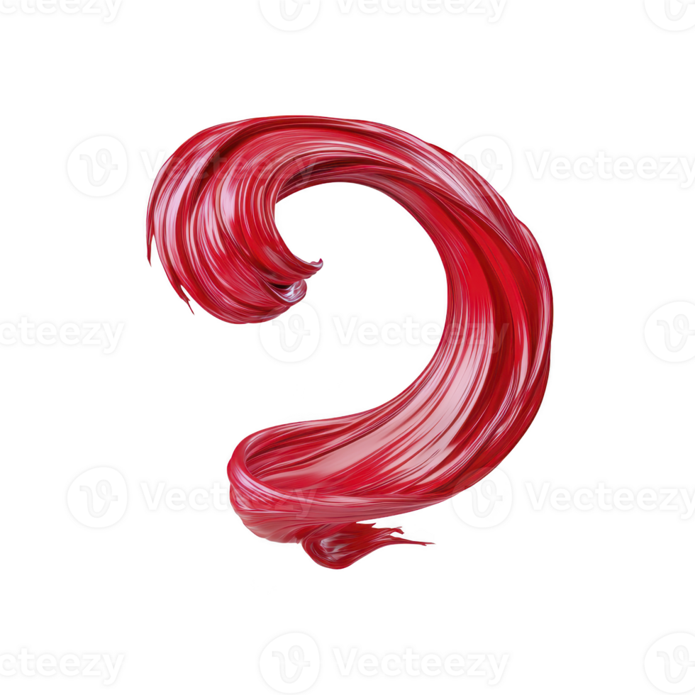 Vibrant red paint swirl forms dynamic, abstract shape against transparency background, showcasing fluidity and artistic expression png
