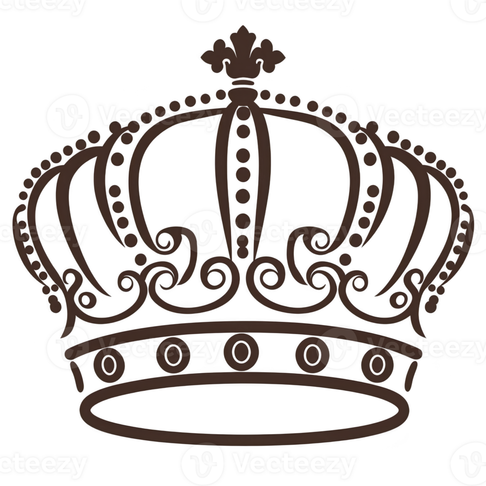 Detailed illustration of vintage crown with ornate patterns and intricate details, symbolizing royalty and elegance. design features curves and dots, creating classic and regal appearance png