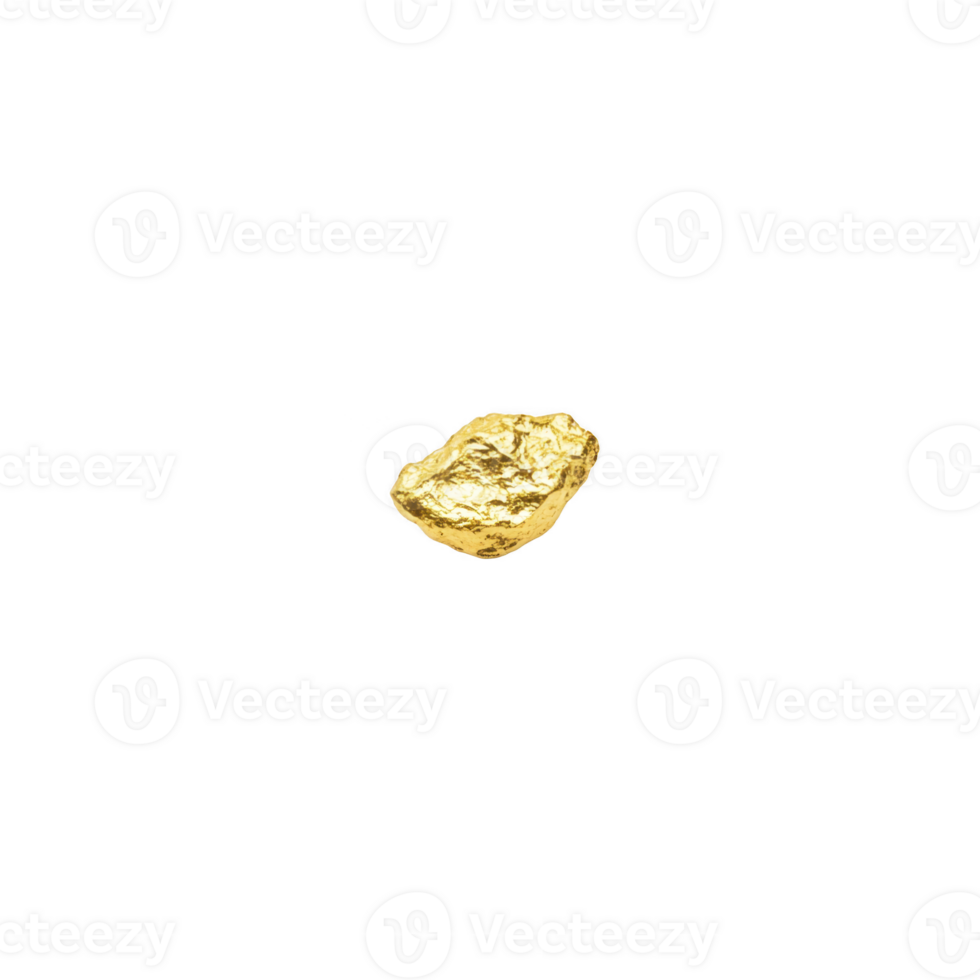 Shiny gold nugget isolated on transparency background, showcasing its natural texture and luster. nugget irregular shape highlights its raw, unrefined state, evoking sense of discovery png