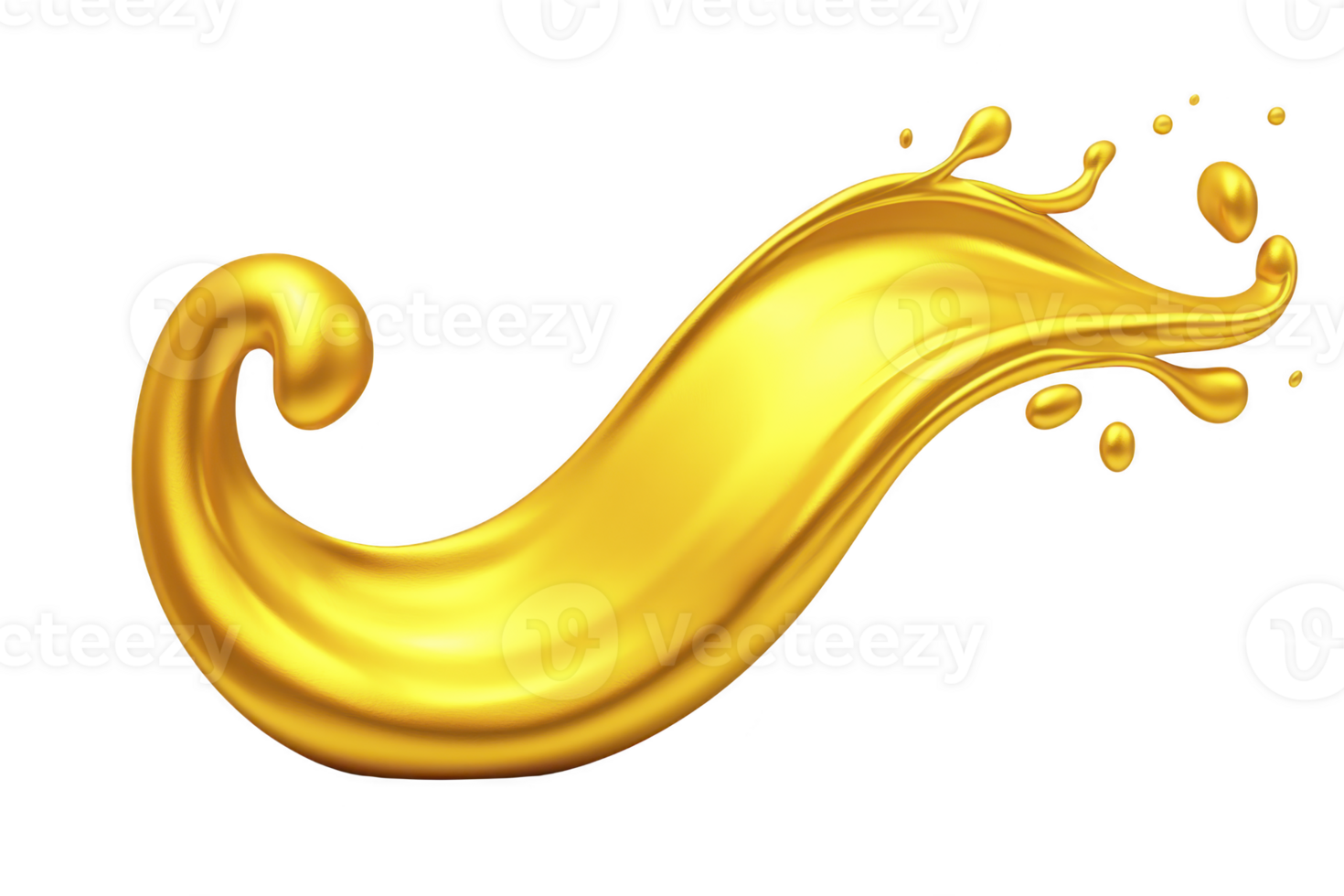 Vibrant golden paint splash with dynamic curves and droplets, creating sense of motion and fluidity. shiny texture and rich color evoke luxury and creativity png